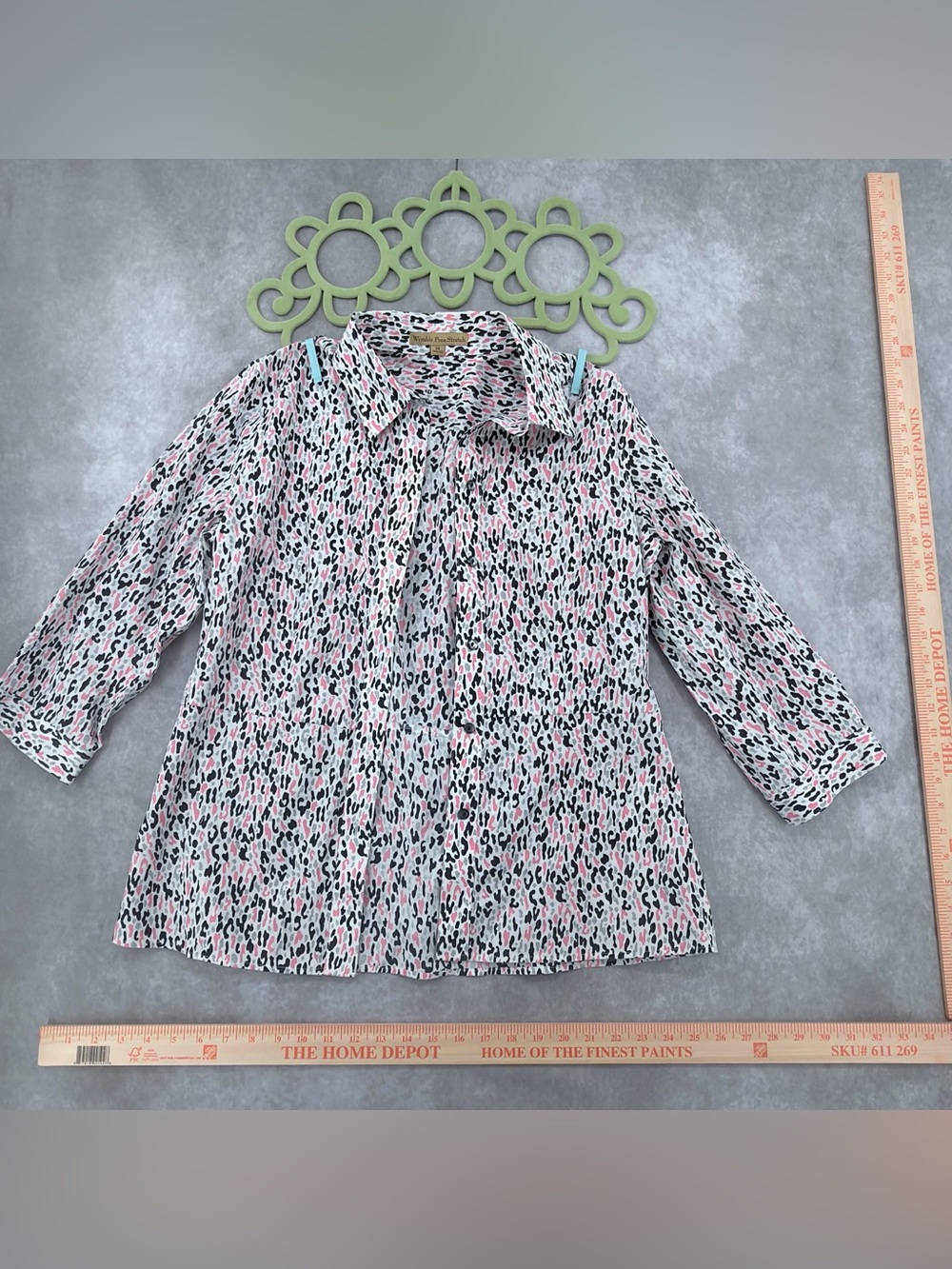 Alex Marie Pink and Black Leopard-Print Button-Down Blouse